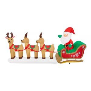 12 ft W Giant LED Inflatable Santa's Sleigh Scene
